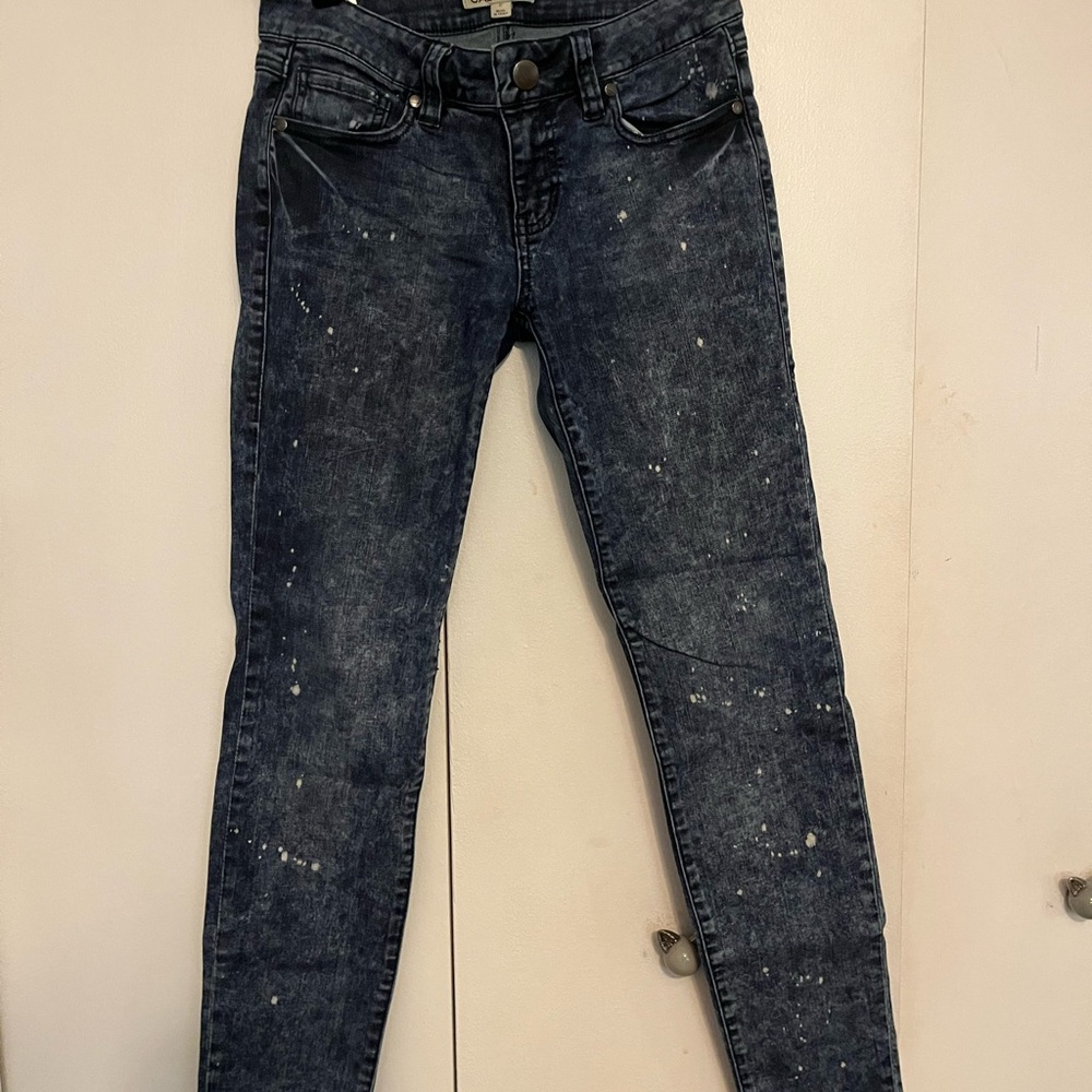 CAbi Dark Blue Splatter Skinny Jeans
